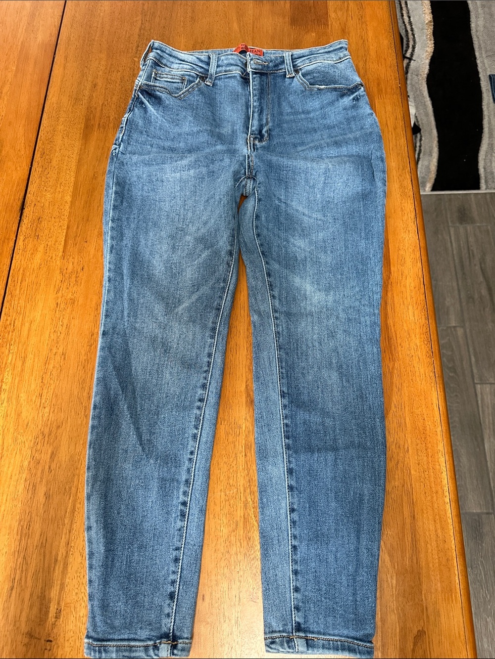Wax Jeans Butt I love you. High waist. Skinny ankle. Size 13/31. Distressed.